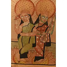 Kalighat Painting | Two Goddess