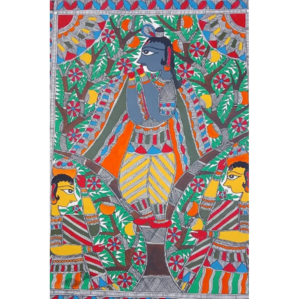 shop Madhubani painting| Krishna and Gopi