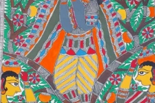 Madhubani painting | Krishna and Gopi