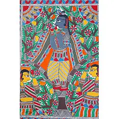 Madhubani painting | Krishna and Gopi