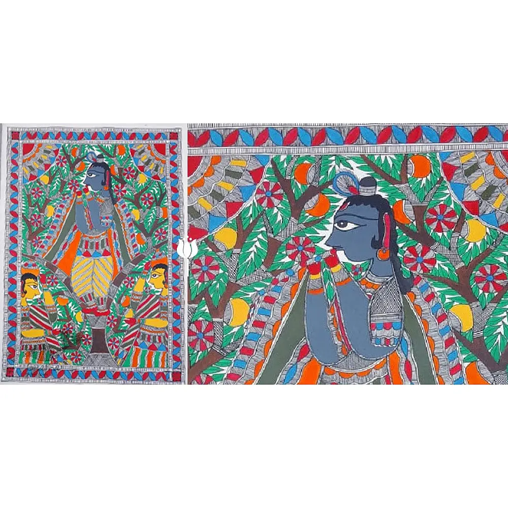 shop Madhubani painting| Krishna and Gopi