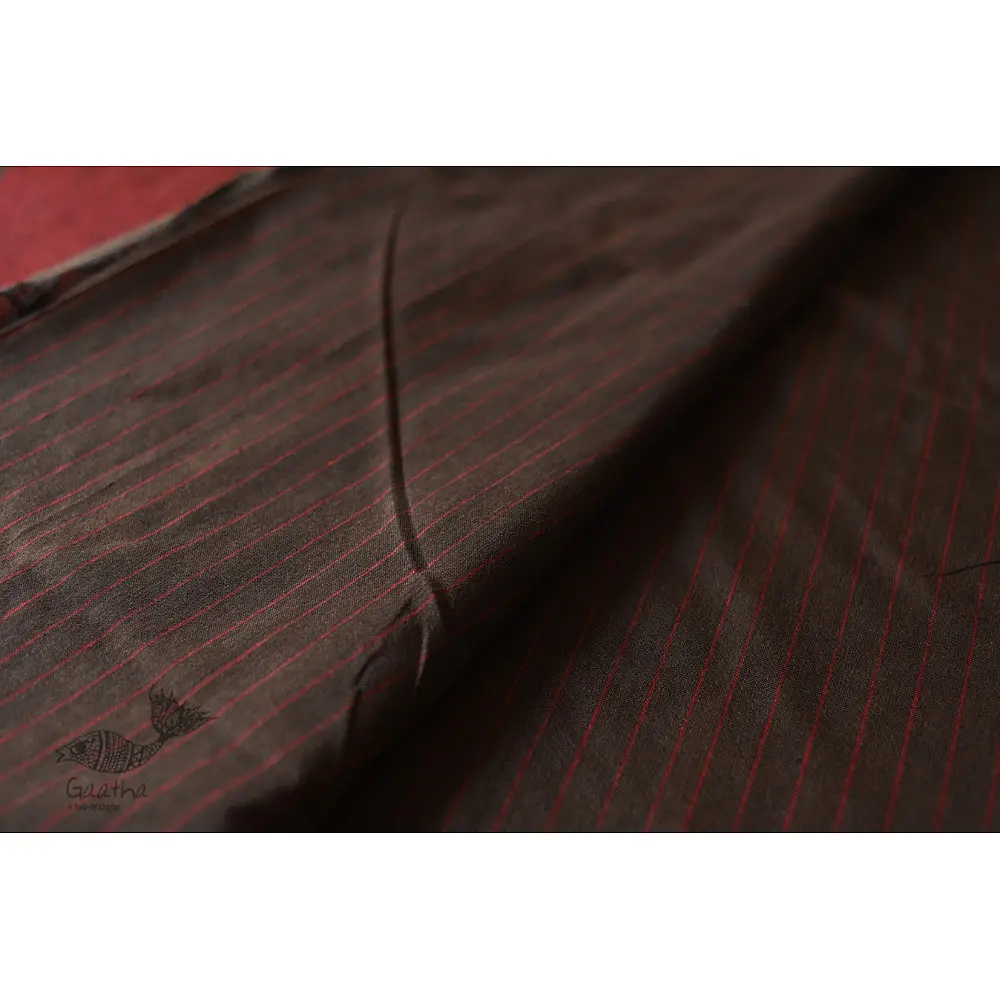 Traditional Bengali cotton saree  Black With Maroon Pallu