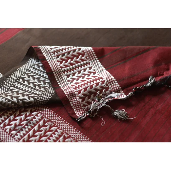 Traditional Bengali cotton Maroon saree