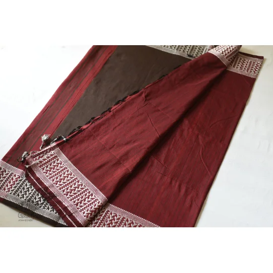 Traditional Bengali cotton Maroon saree