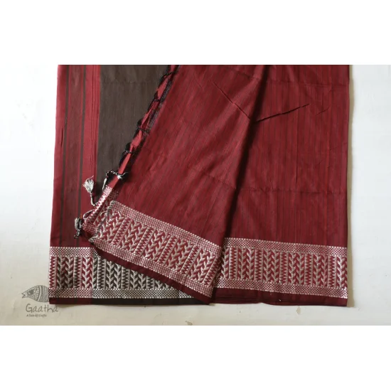 Traditional Bengali cotton Maroon saree