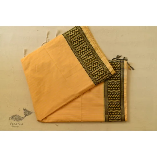 Traditional Bengali cotton Light Yellow saree