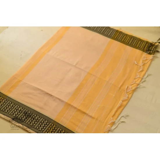 Traditional Bengali cotton Light Yellow saree