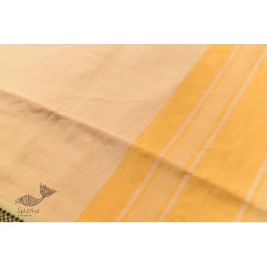 Traditional Bengali cotton Light Yellow saree