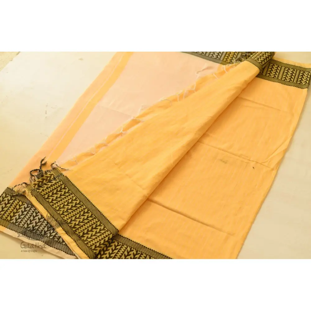 Traditional Bengali cotton Light Yellow saree