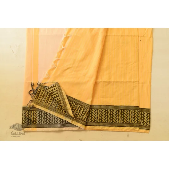 Traditional Bengali cotton Light Yellow saree