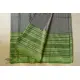 Traditional Bengali cotton saree - Grey With Green Woven Border