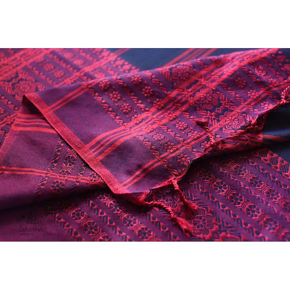 Traditional Bengali cotton Blue Saree