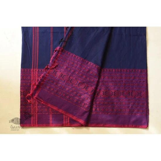 Traditional Bengali cotton Blue Saree