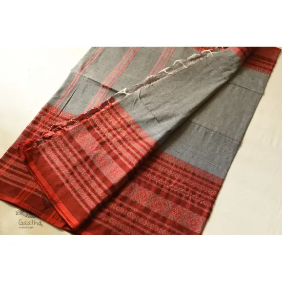 Traditional Bengali cotton Grey Saree