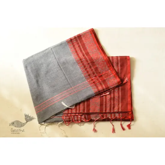 Traditional Bengali cotton Grey Saree