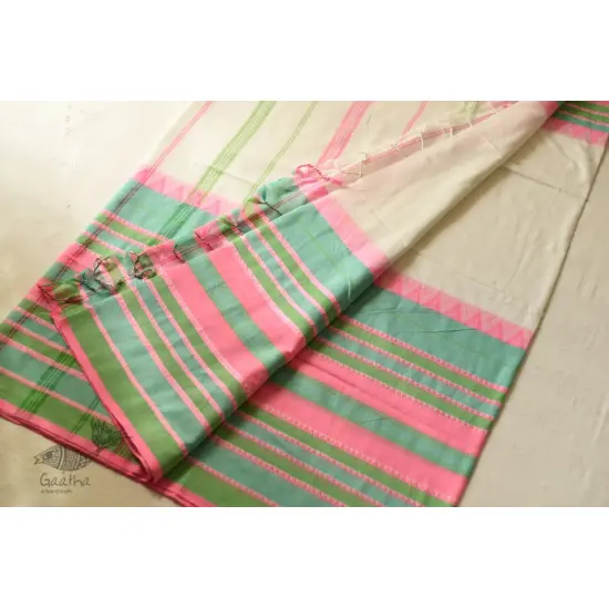 Traditional Bengali cotton Off White Saree