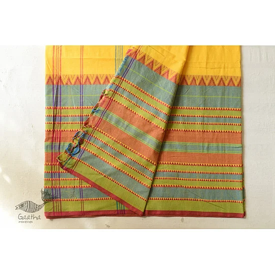 Traditional Bengali cotton saree - Yellow