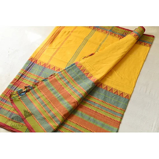 Traditional Bengali cotton saree - Yellow