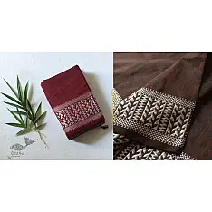 Paromita ~ Handloom Cotton Saree - Black With Maroon Pallu