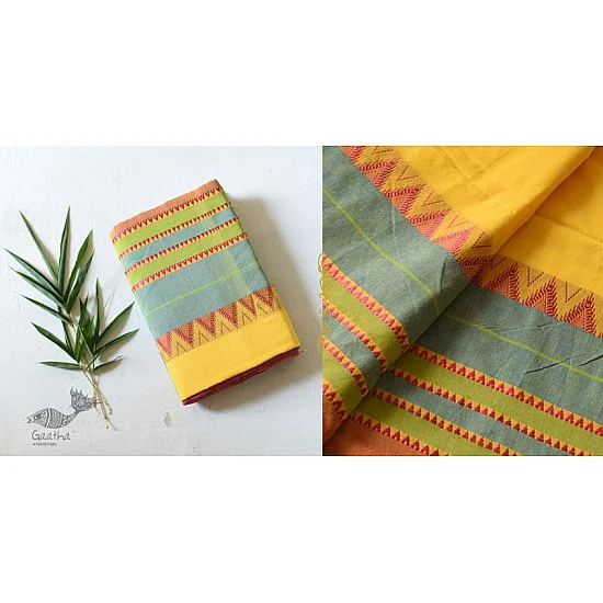 Traditional Bengali cotton saree - Yellow