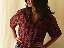Itr . इत्र | Batik Cotton Loose Black Shirt | Exclusive