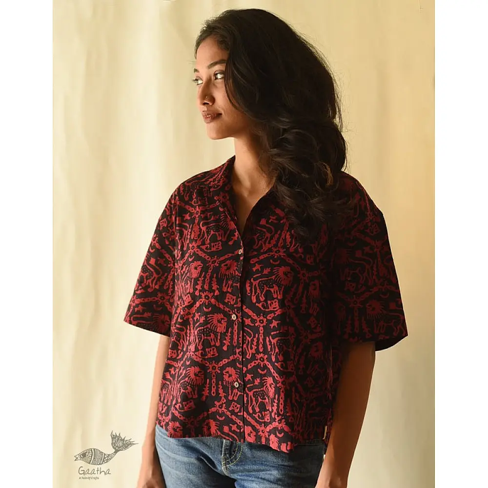 buy Batik Cotton Shirt for Women - Lion Motif