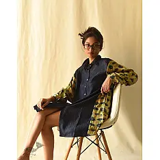 Ajrakh Modal Silk & Denim Dress