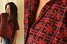 Itr . इत्र | Batik . Cotton Loose Red & Black Shirt | Exclusive