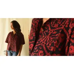 Itr . इत्र | Batik Cotton Loose Red & Black Shirt | Exclusive