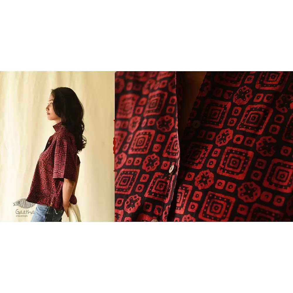 buy Block Printed Batik Cotton Free Size Shirt