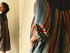 Modal Silk Ajrakh & Denim Dress / Long Line Shirt