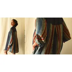 Modal Silk Ajrakh & Denim Dress / Long Line Shirt