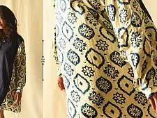 Modal Silk Ajrakh Prints & Denim Dress