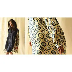 Modal Silk Ajrakh Prints & Denim Dress