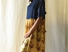 Amaara . अमारा | Batic Modal Silk +  Denim Dress