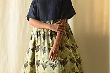 Amaara . अमारा | Batic Modal Silk +  Denim Dress - Pistachio Green