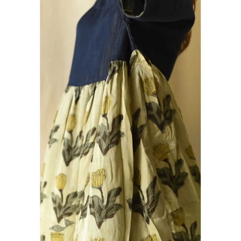 shop Batic Modal Silk +  Denim Dress - Pistachio Green
