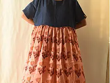 Amaara . अमारा | Batic Block Print ~ Modal Silk + Denim Dress