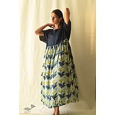 Amaara . अमारा | Batic Modal Silk +  Denim Dress - Sky Blue