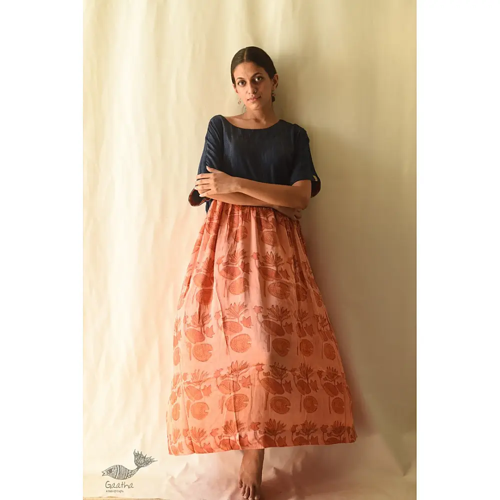 shop Batic Modal Silk +  Denim Long Dress