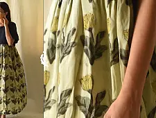 Amaara . अमारा | Batic Modal Silk +  Denim Dress - Pistachio Green