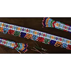 Shubh - Labh ⁂ Handcrafted Glass Bead Temple Toran ( Set of Three ) 