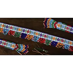 Shubh - Labh ⁂ Handcrafted Glass Bead Temple Toran ( Set of Three ) 