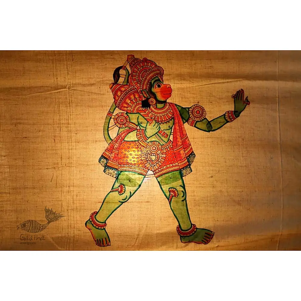 Shop leather puppet - Hanuman in green color 