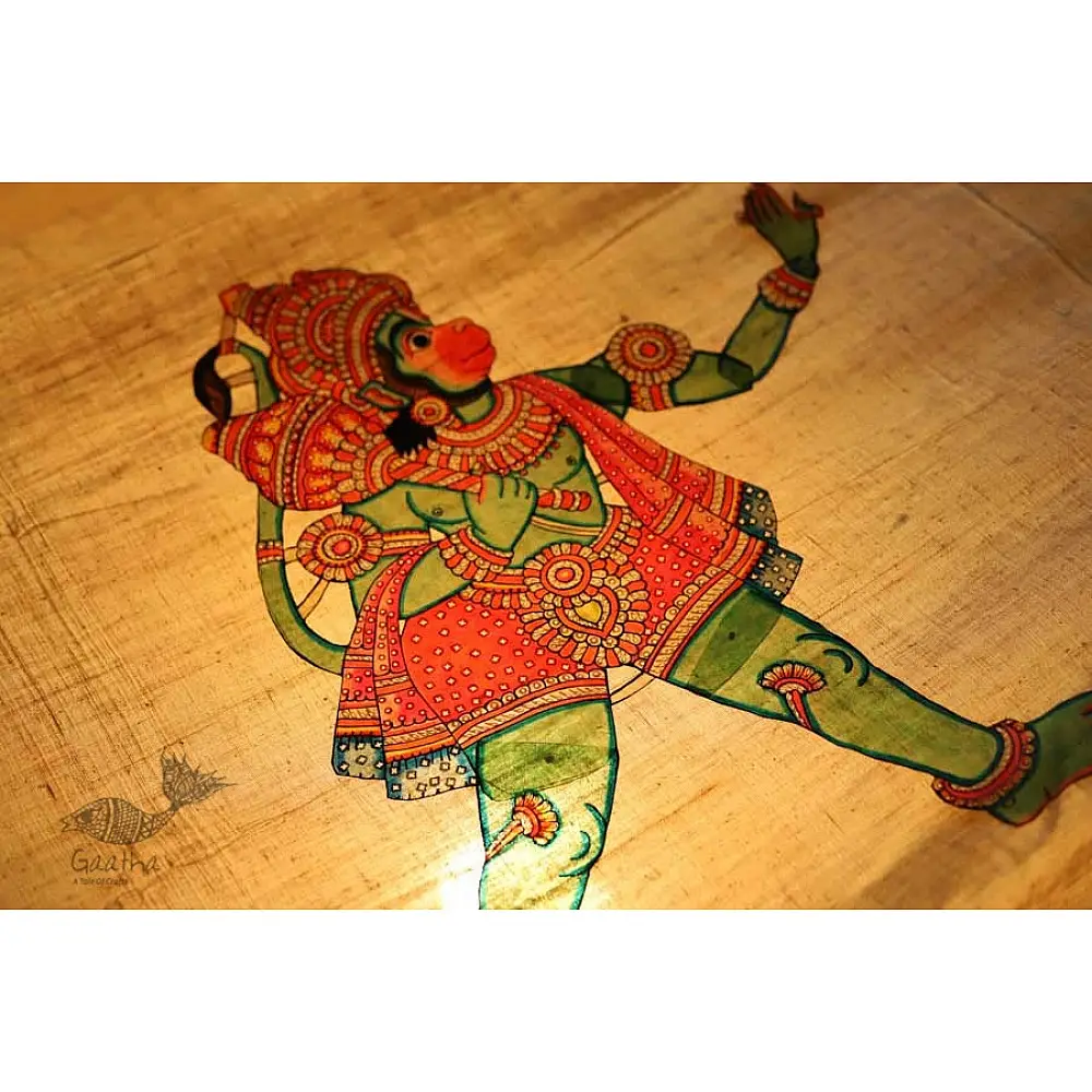Shop leather puppet - Hanuman in green color 