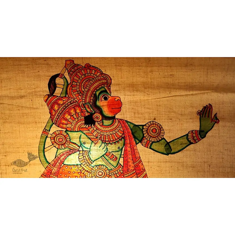 Shop leather puppet - Hanuman in green color 
