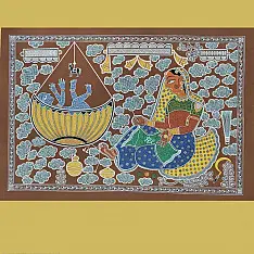 Mandana Art - Painting ~ Yashoda And Bal Gopal ( 2 x 3 Feet )