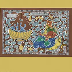Mandana Art - Painting ~ Yashoda And Bal Gopal ( 2 x 3 Feet )