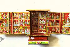 Kathanik . कथनिक ☀ A Wooden Shrine ( Real Marwadi Kaavad with 51 stories painted - 41 cm.) - 1