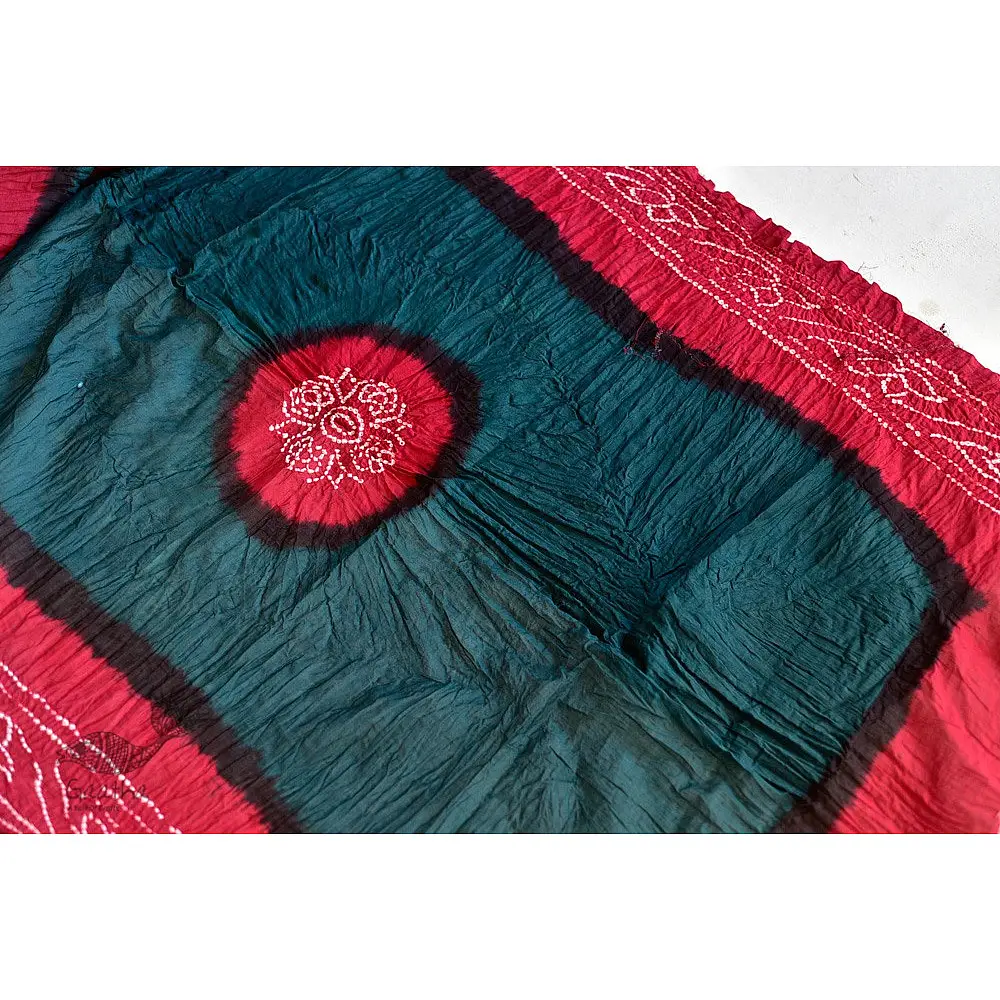latest collection of cotton bandhni green-red sarees